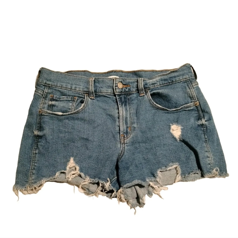 Old Navy Jean Shorts Women 8 Boyfriend Cut Off Stretch Blue Denim Ladies